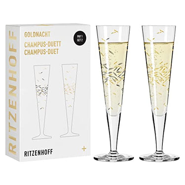 RITZENHOFF 6031003 Champagnerglas 200 ml – Serie Goldnacht Duett 2022 2x Designerstück mit Echt-Gold Made in Germany, Gold, Schwarz im Sale